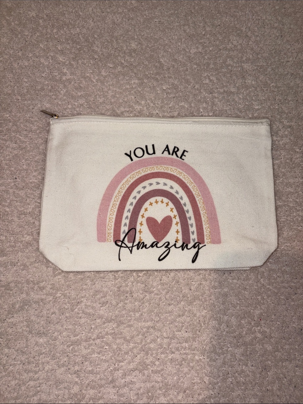 Canvas 'You Are Amazing' Pink Rainbow Pouch
